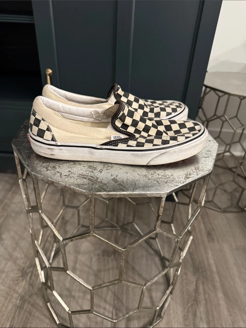 Vans men’s slip-on black and white checkered sneakers